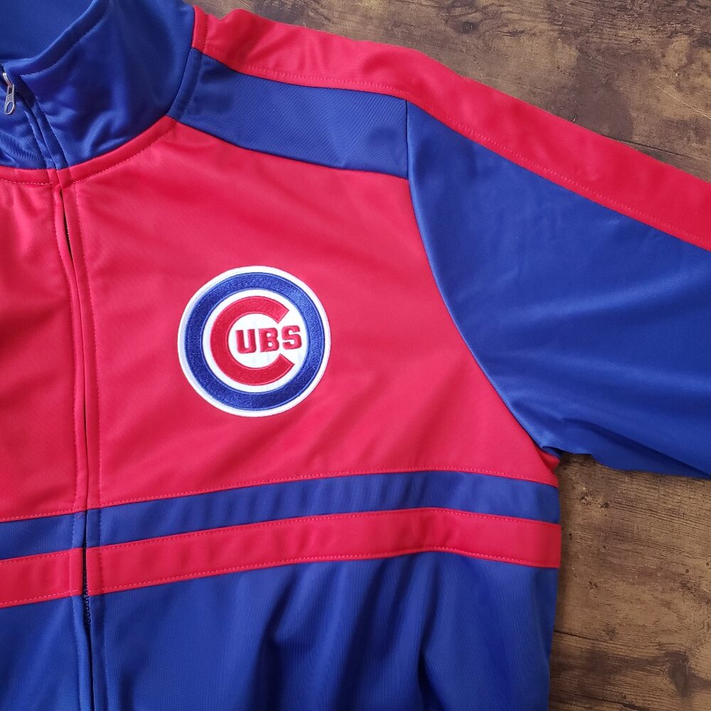 Chicago Cubs XL GIII Red Blue Zip Warm Up Jacket Genuine Merchandise Carl Banks